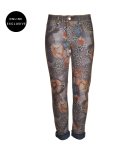 Butterfly Flower Animal Print Reversible Pants - Denim Blue M