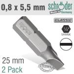 Slotted Bit 0.8X5.5MM 25MM 2 Cd SC20242