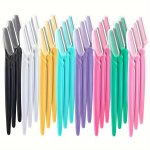 12PCS MINI Folding Eyebrow Shaper Beauty Tool Portable Handheld Eyebrow Shaver For Women - Removal Tools For Shaping And Trimmin