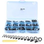 9KM Dwlife Fishing Rod Tip Repair Kit 45PCS Black Stainless Steel Wear Resistant Ceramic Ring Rod Tip Repair Kit
