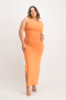 Melanie Open Back Maxi Dress With Slit - Dusty Orange - XL