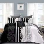 Smte Bedspread Set Queen 5 Piece Microfiber Embroidery Black With Keychain