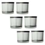 Tealight Candle Holder: Smoky-grey Tinted Glass Mimo 8X9CM Set Of 6