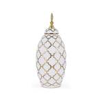 41CM Ginger Jar With Lid Gold & White