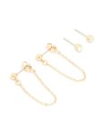 Goldair Gold Diamante Chain Drop & Stud Earrings 2-PACK