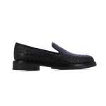 Woven Leather Loafer -black