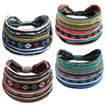 4 Pieces Headband sweatband Stretchable Boho Design Fitness Yoga - CL11