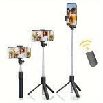 360 Rotatable Integrated Selfie Stick Tripod With Durable Phone Holder Wireless Remote Control For Selfie Video Recording Photos