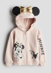 Printed Zip-through Hoodie - Light Dusty Pink minnie Mouse