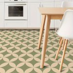 10PCS Set Green & Light Brown Oval Patterned Floor Tiles - Easy Peel & Stick Non-slip Waterproof Vinyl For Diy Home Decor In Bed