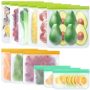 Trouskaig 12 Pack Food Storage Containers Silicone Ziplock BAGS-6 Reusable Gallon Freezer Bags 3 Reusable Sandwich Bags 3 Reusable Snack Bags Leakproo