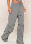 Shell Ruched Toggle Drawstring Cargo Trousers - Dark Khaki