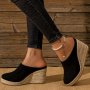 Women's Espadrille Wedge Sandals Comfy Closed Toe Backless Slip On Heels Casual Summer Backless Sandals