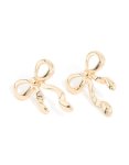 Goldair Gold Long Ribbon Bow Stud Earrings