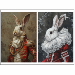 Tear Resistant Deco Print Victorian Rabbit