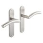 Door Handles On Plate Keyless Satin Nickel Finish Margaud 165MM