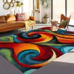 1PC Multicolored Spiral Print Rug Retro Abstract Pattern Carpet Stain-resistant And Washable Floor Mat Suitable For Living Room