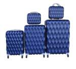 Smte 5-PIECE Travel Trolley Luggage Set Durable Lightweight Versatile Suitcases Navy With Keychain
