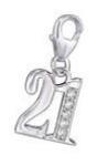 C229-C29309 - 925 Sterling Silver 21ST Dangle Charm With Stones