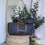 Travel Bag Hospital Bag Duffel Bag Black With White Dots