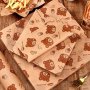 50 Sheets Bear-themed Oil-resistant Baking Paper Sandwich Wrapping Paper Fry Basket Liners Oil-absorbing Paper Kitchen Supplies