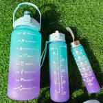3-PIECE Set With Time Graduated Space Cup Gradient Water Bottles: High Capacity Portable And Suitable For Outdoor Travel And Gym