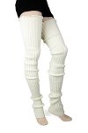 Foot Traffic Super Long Cable Knit Leg Warmers In Ivory