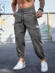 Men's Casual Solid Color Joggers Men's Drawstring Pants With Pockets For Sport And Casual Wear