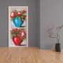 Decoupage - Red And Blue Protea Pot By Stella Bruwer Door