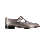 T-strap Leather Loafers -gunmetal