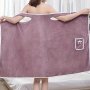 Unscented Quick-drying Bath Towel Skirt For Women Coral Velvet Super Absorbent Hair-free Bowknot Design Comfortable Bathing Accessory