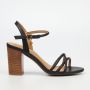 Women Black Faux Leather Block
