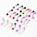 Dragonpad Colorful Stainless Steel Ball Barbell Curved Eyebrow Rings Bars Tragus Piercing 20 Piece