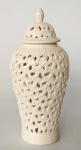 White Cut-out Ginger Jar Flower & Leaf Design – 44X19CM