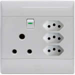 SUP683 4X4 Single Sa + 3XEURO Switched Socket Outlet - Graphite