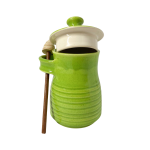 Honey Pot & Spoon - Speckled Green