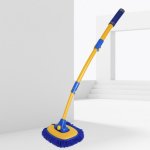 Retractable Curved Rod Soft Fur Car Wash Mop Yellow Blue