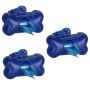 3 X Dog Poop Poo Plastic Bags Set For Pet Walking - Blue- Bone Shape Holder