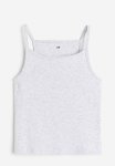 Ribbed Vest Top - Light Grey Marl