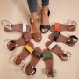 Women's Casual Flat Sandals Faux Pearl Metallic Ankle Strap Slip On Shoes Fashion Summer Beach Sandals For Koningsdag/King's Day