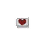 Composable Classic Link Red Heart In Silver And Enamel