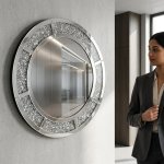 Round Crushed Crystal Wall Mirror