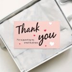 Glossy Finish Thank You Cards For Small Business English Language Heart And Slogan Design Modern Typography 30 50 100 Pack Appre