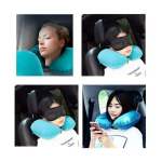 Air Pump U-shape Washable Inflatable Travel Neck Pillow - Grey