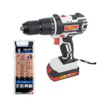 Tork Craft 20V Cordless Impact Drill Driver With Masonry Drill Bit Set TORKIT038