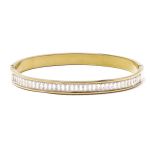 Waterproof Stainless Steel Baguette Cubic Zirconia Bangle