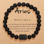 1pc Men's Twelve Zodiac Stretch Beaded Bracelet Gift For Men And Women Couple Hand String With Card
