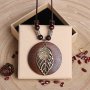 1pc Retro Owl Rose Elephant Pattern Wood Pendant Long Necklace