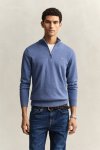 Mens Classic Cotton Halfzip Top In Blue - Blue 3XL