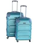 Smte Le Emporer Lightweight 2 Piece Luggage Set Suitcase With Corner Protectors Light Green With Keychain